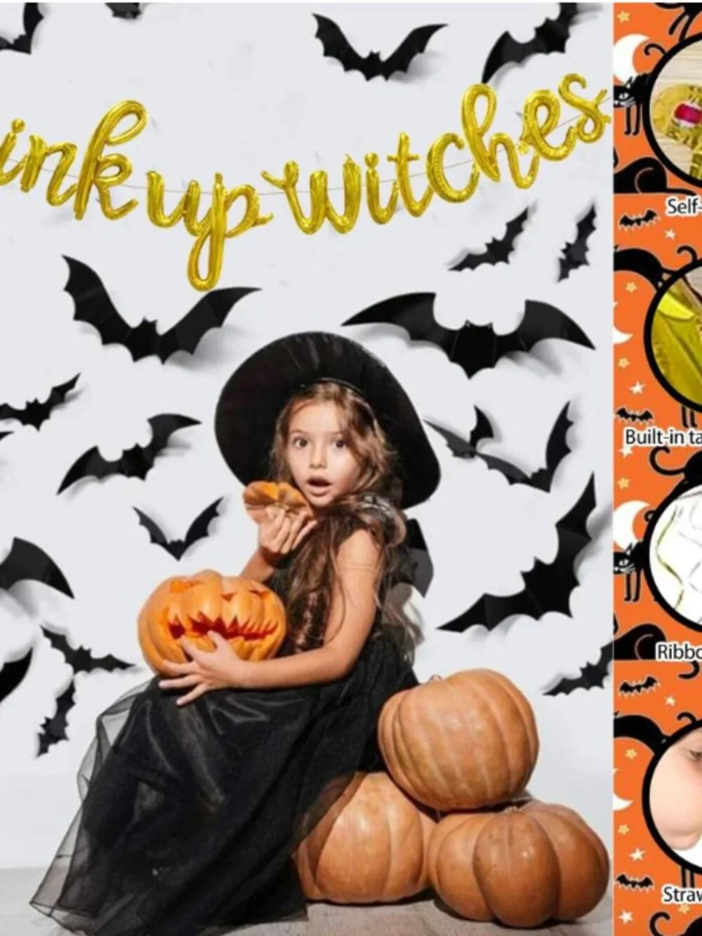 Drink Up Witches Gold Script/Cursive Letter Balloons, 18 Inch